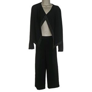 LYSSE NEW YORK Lot 3 XS Studded Open Front Blazer Coat Wide Leg & Skinny Pants